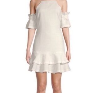 Elegant Rose Off-Shoulder Ruffle Mini Dress